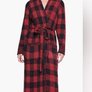 SKIMS Plaid Red and Black Women's Robe
